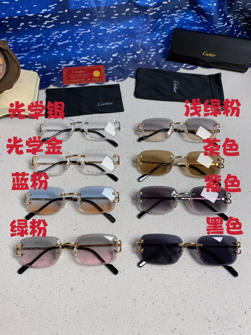 Cartier Metal Square Silver Lens Sunglasses for Men & Women - 432347 - detail image 11