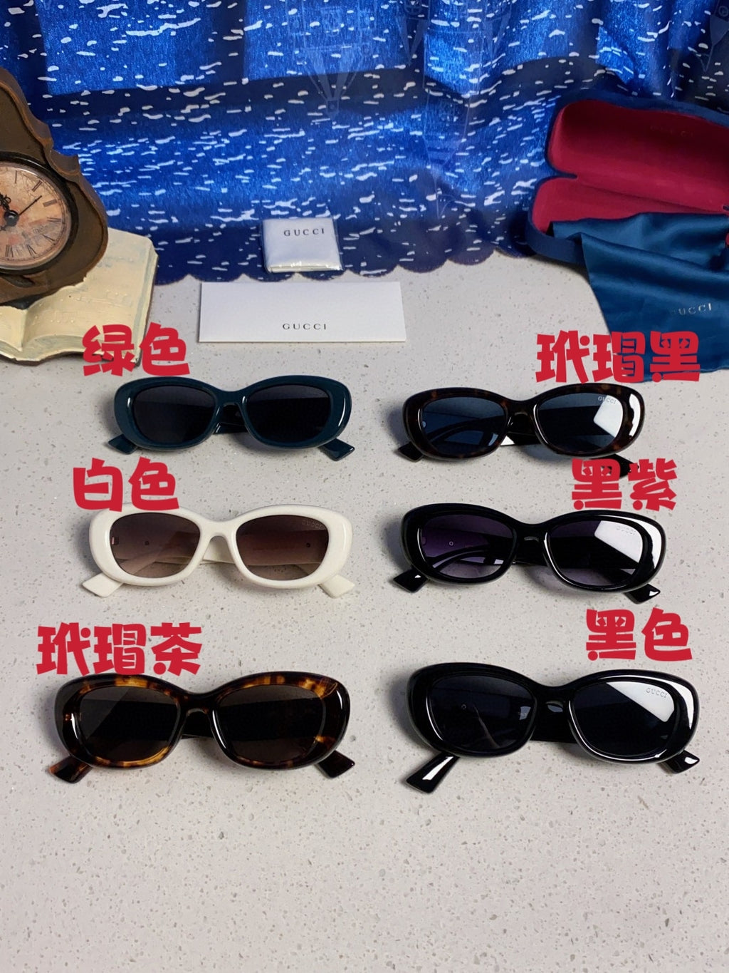 Gucci Oval Black Lens Sunglasses for Men & Women - detail image 12