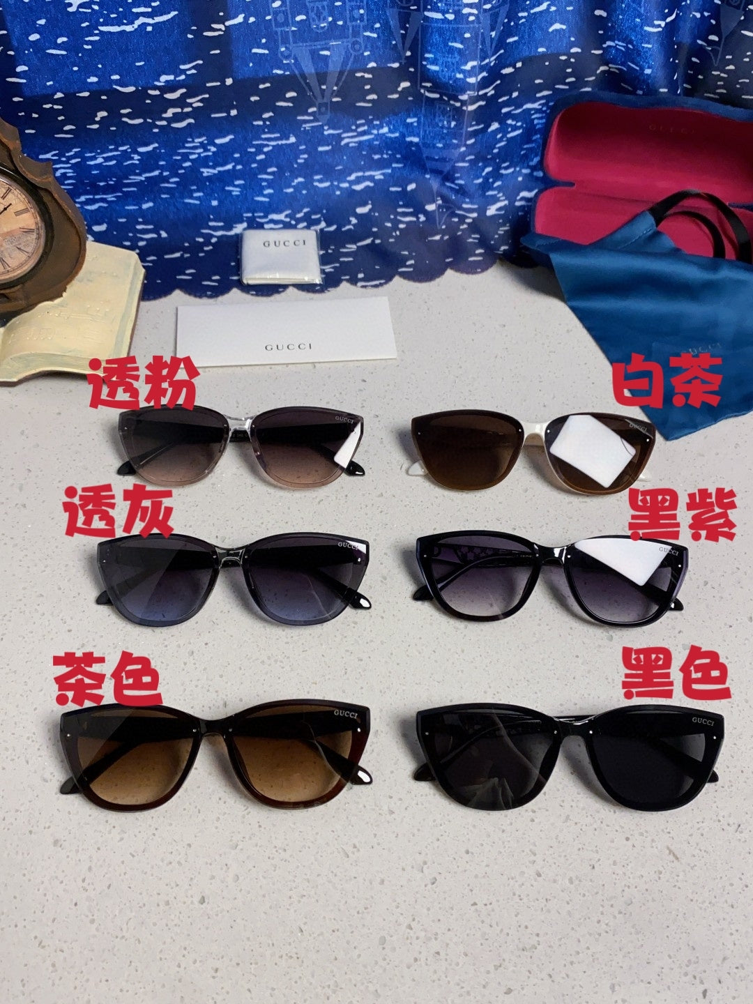 Gucci Cat-Eye Gray Lens Sunglasses for Men & Women - detail image 12