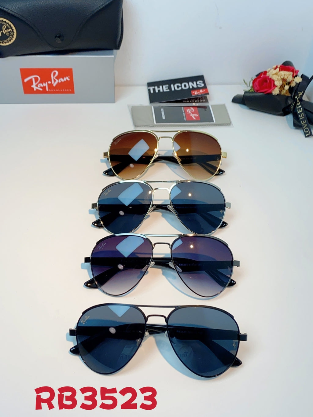 Ray-Ban RB3523 Polarized Fashion Blue Lens Sunglasses for Men - detail image 12