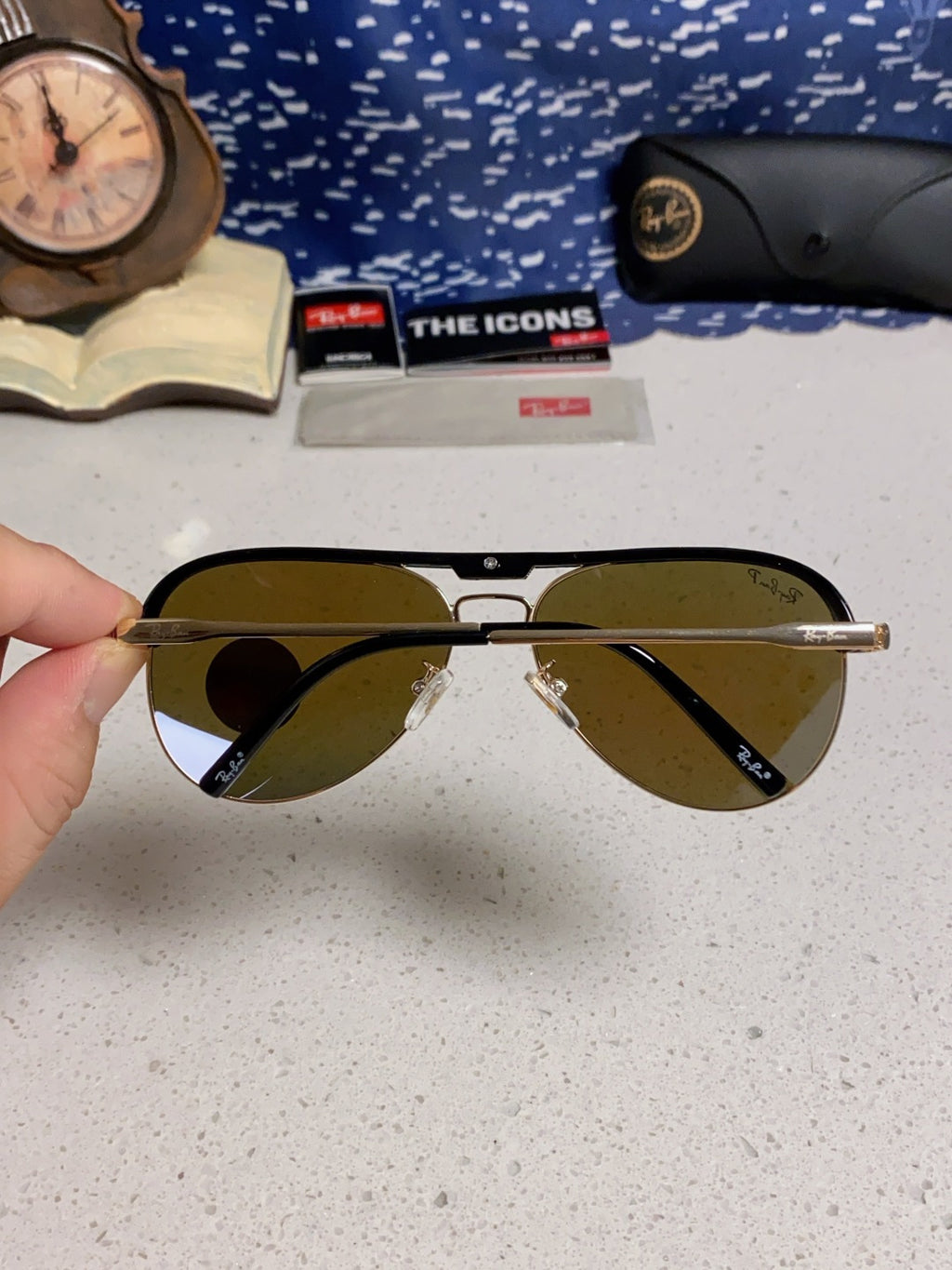 Ray-Ban RB3409 Polarized Aviator Blue Lens Sunglasses for Men - 399531 - detail image 5