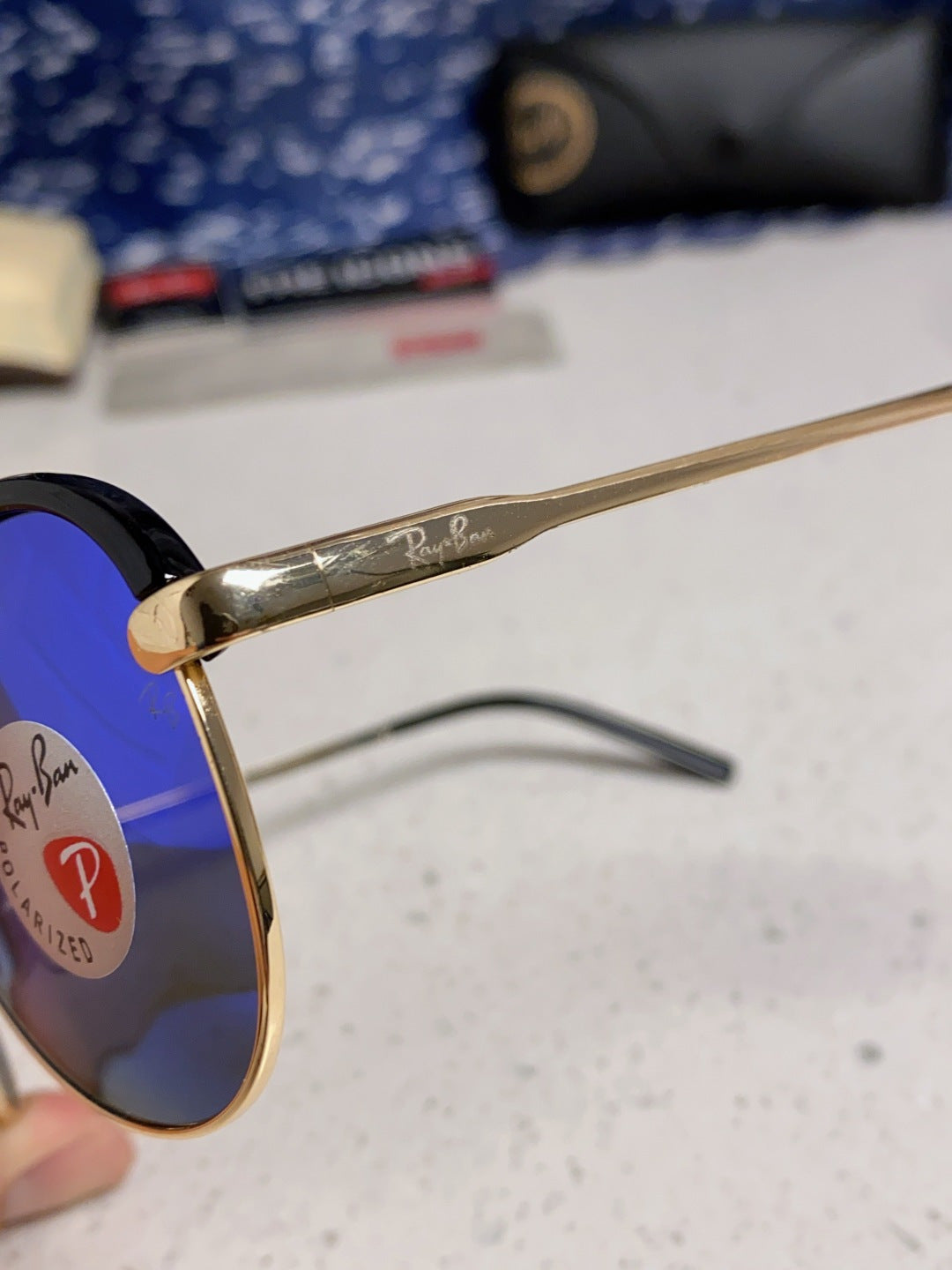 Ray-Ban RB3409 Polarized Aviator Blue Lens Sunglasses for Men - 433112 - detail image 7