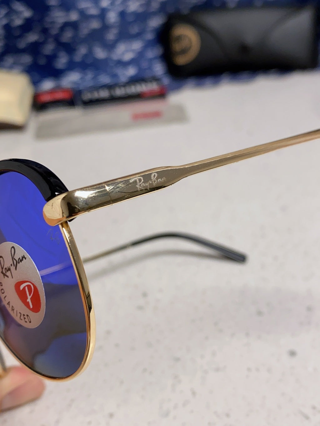 Ray-Ban RB3409 Polarized Aviator Blue Lens Sunglasses for Men - 399531 - detail image 7