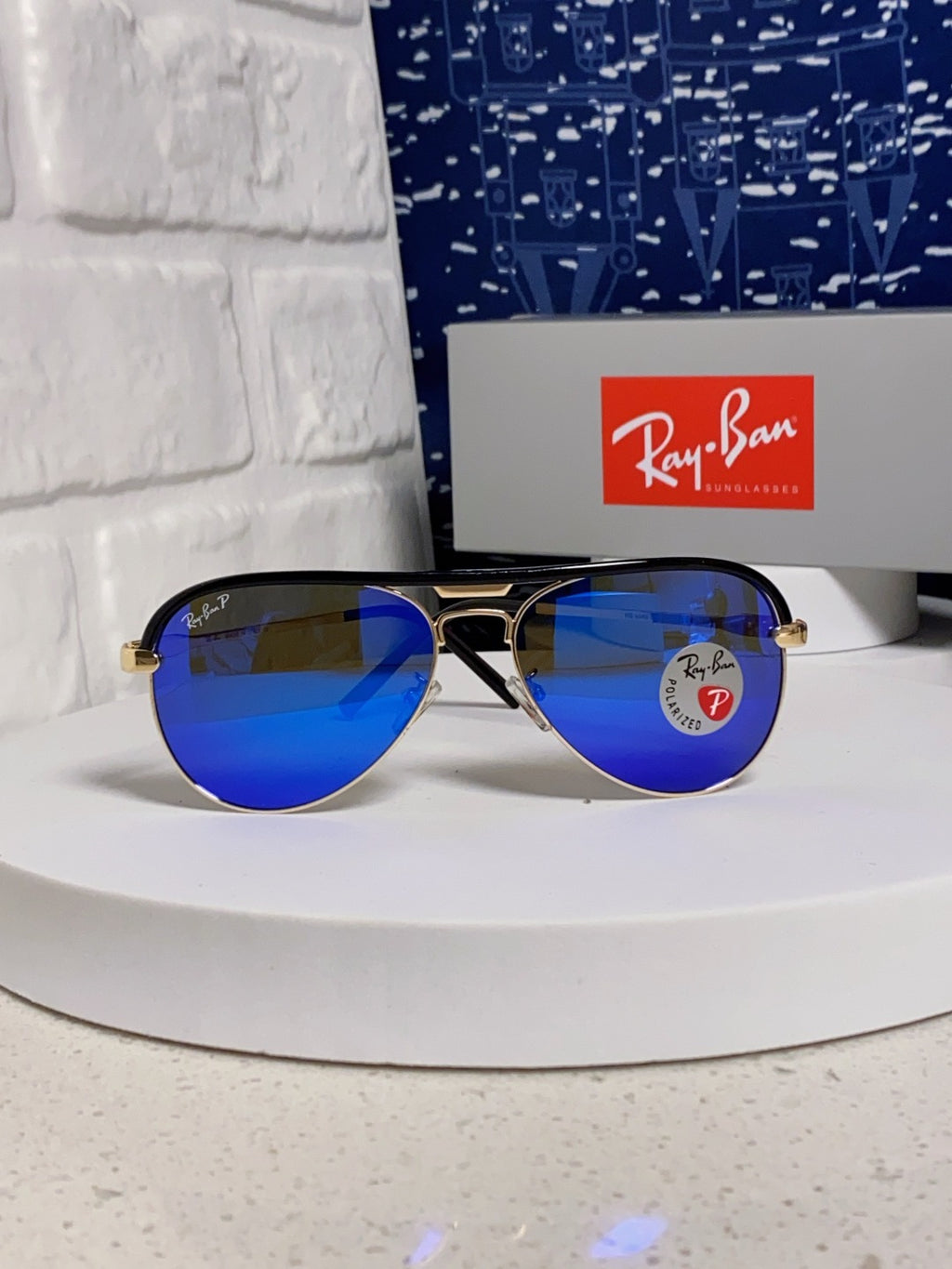 Ray-Ban RB3409 Polarized Aviator Blue Lens Sunglasses for Men - 433112 - detail image 2