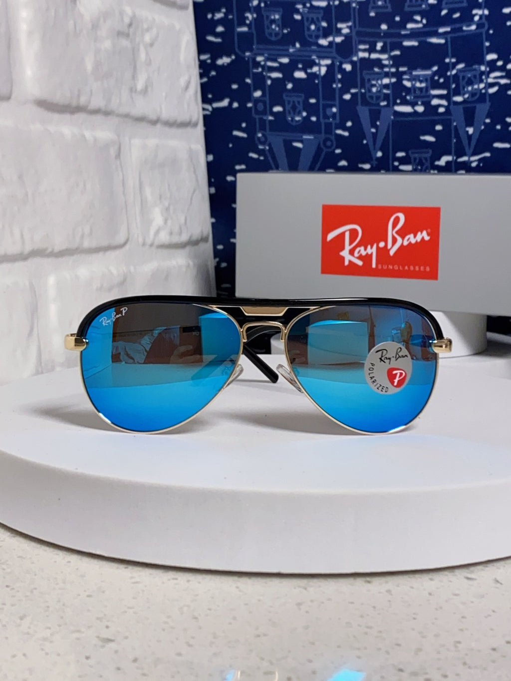 Ray-Ban RB3409 Polarized Aviator Blue Lens Sunglasses for Men - 399532 - detail image 2