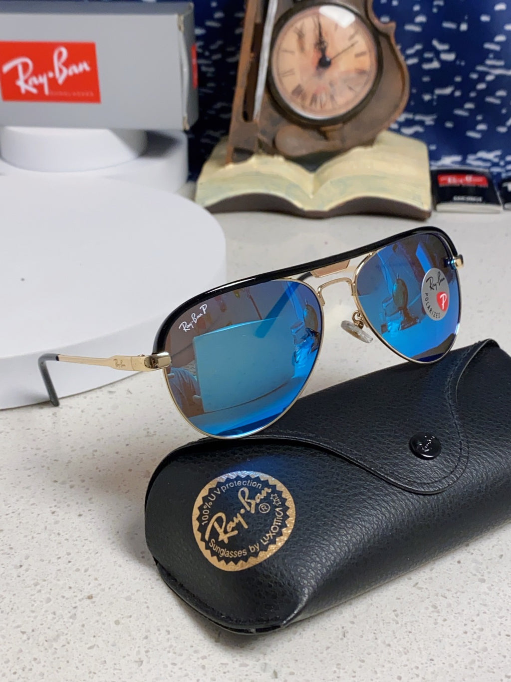 Ray-Ban RB3409 Polarized Aviator Blue Lens Sunglasses for Men - 399532 - detail image 11