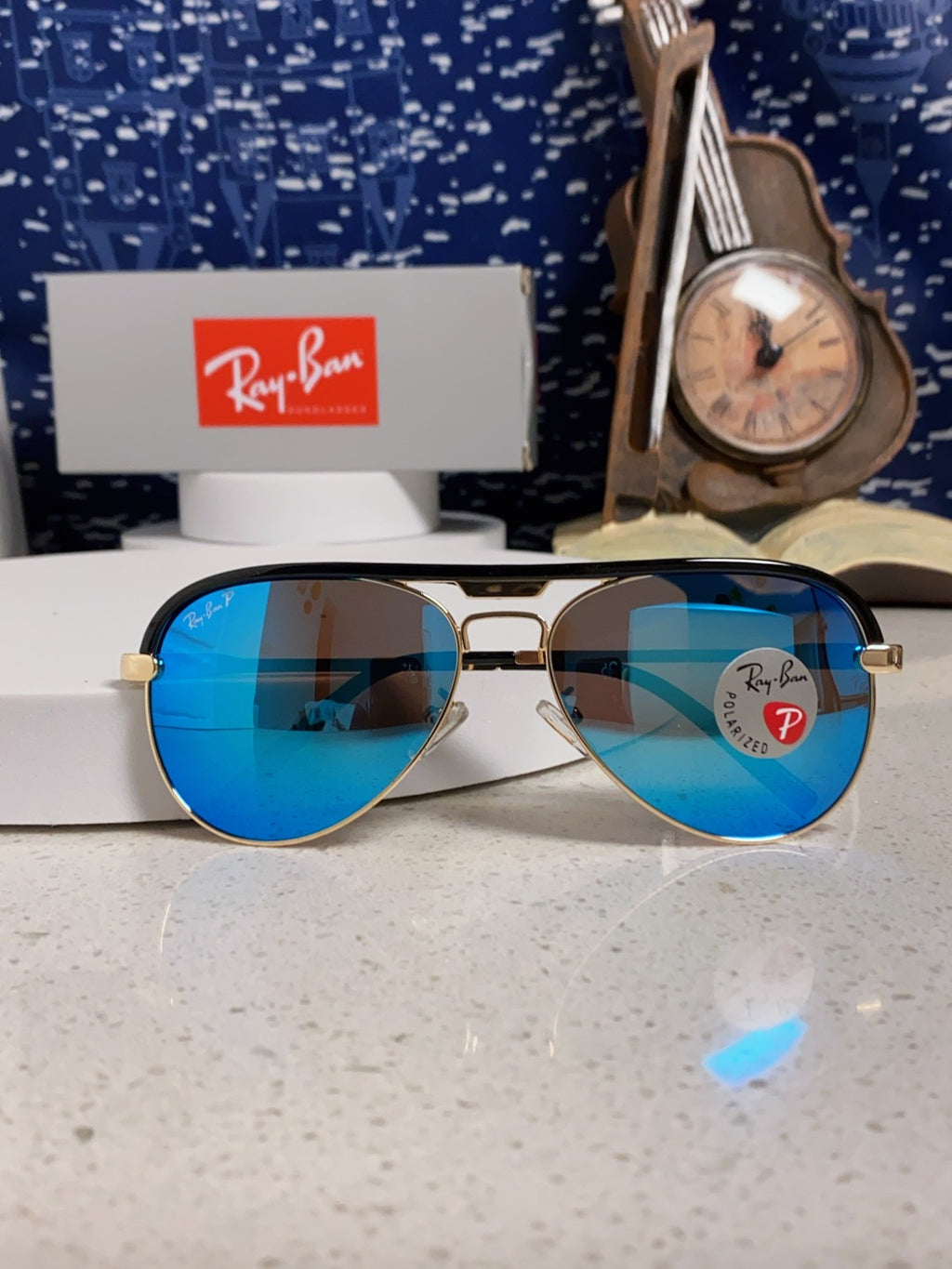 Ray-Ban RB3409 Polarized Aviator Blue Lens Sunglasses for Men - 433113 - detail image 10