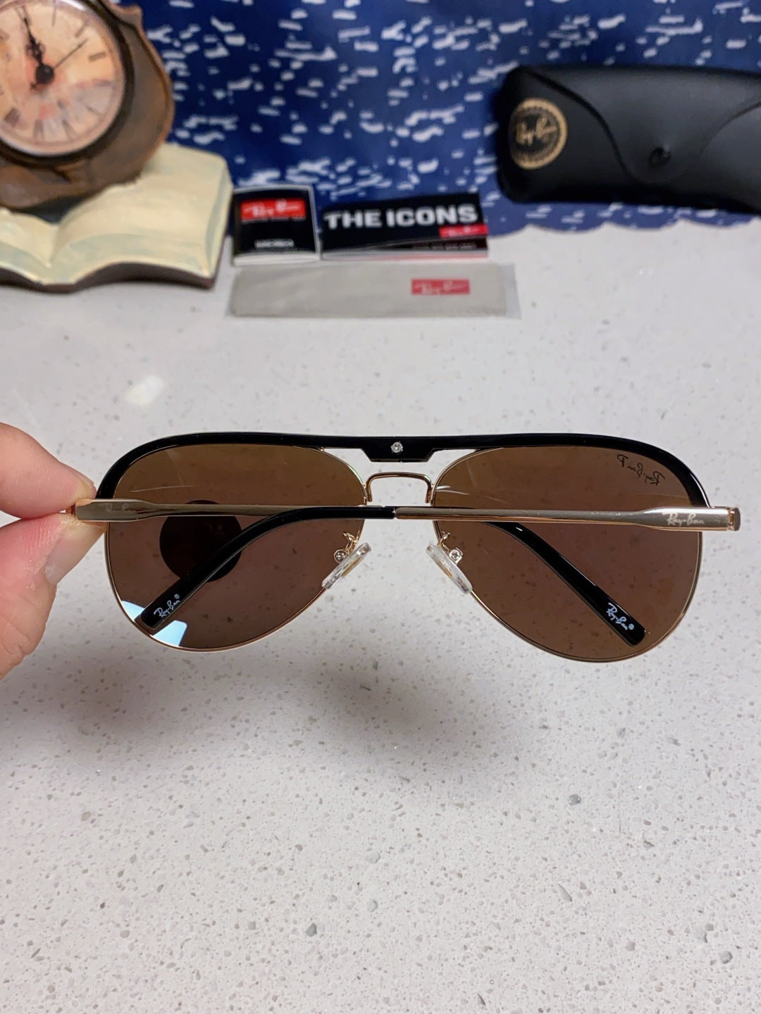 Ray-Ban RB3409 Polarized Aviator Blue Lens Sunglasses for Men - 433113 - detail image 5