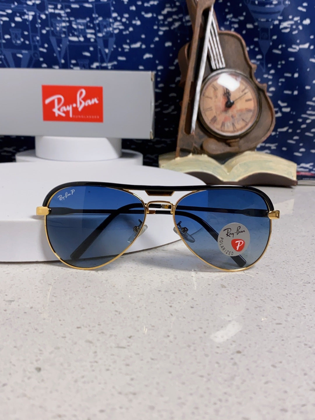 Ray-Ban RB3409 Polarized Aviator Blue Lens Sunglasses for Men - 433114 - detail image 10