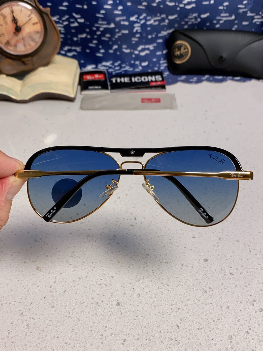 Ray-Ban RB3409 Polarized Aviator Blue Lens Sunglasses for Men - 433114 - detail image 5