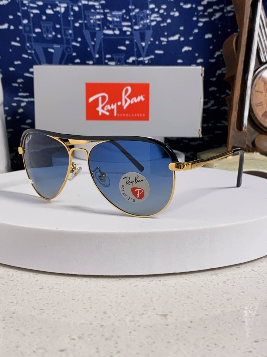 Ray-Ban RB3409 Polarized Aviator Blue Lens Sunglasses for Men - 399533