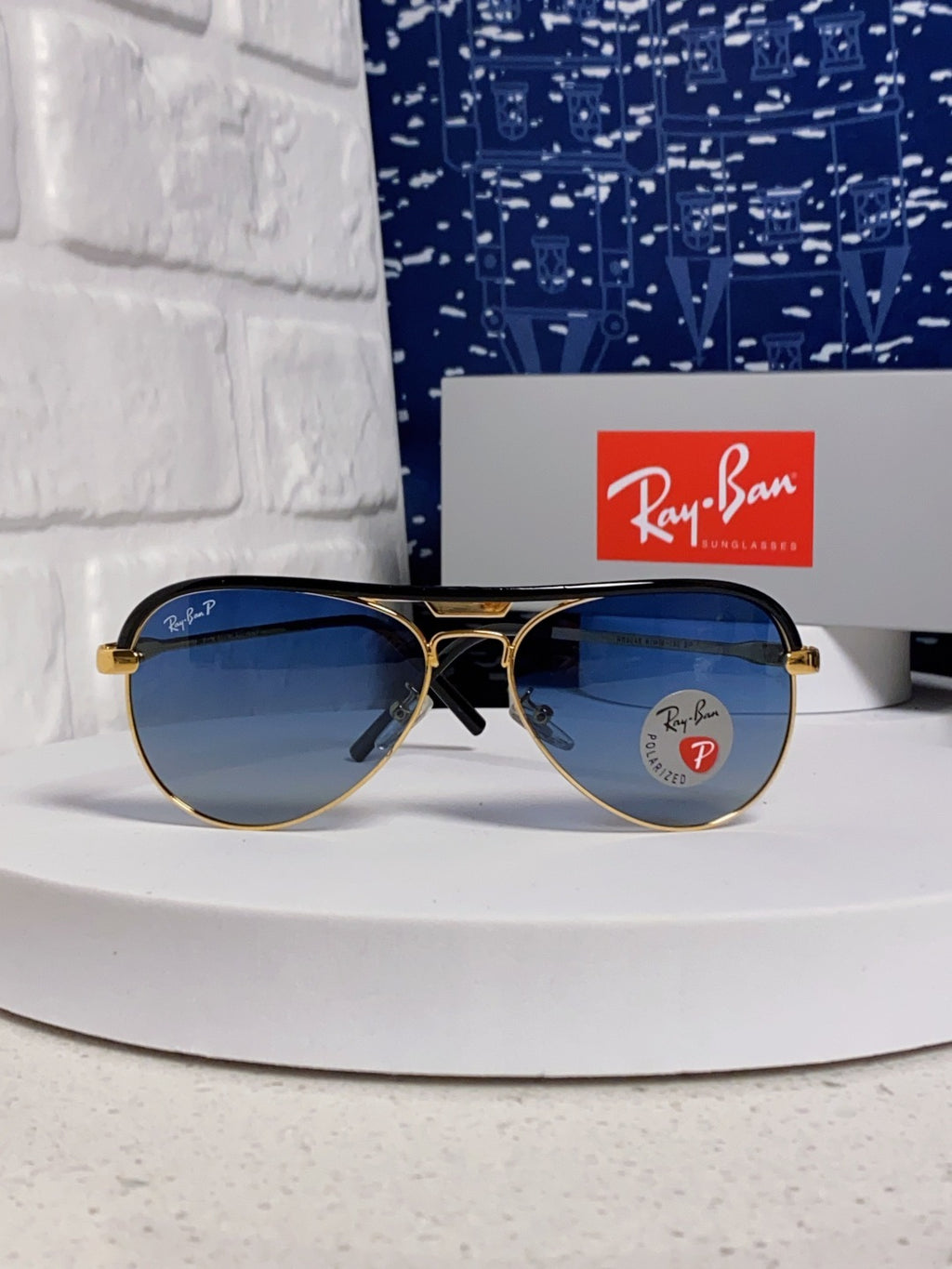Ray-Ban RB3409 Polarized Aviator Blue Lens Sunglasses for Men - 433114 - detail image 2