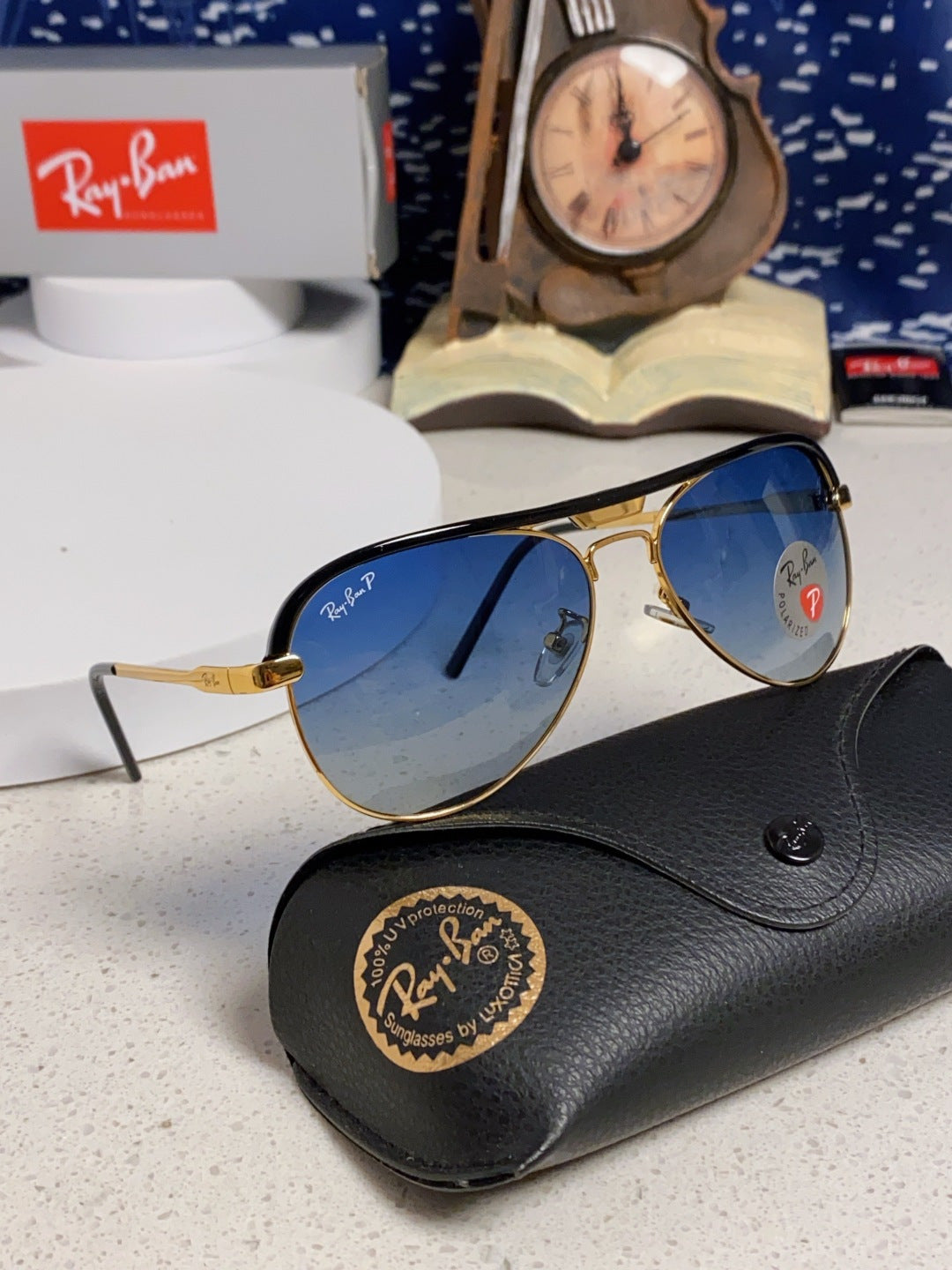 Ray-Ban RB3409 Polarized Aviator Blue Lens Sunglasses for Men - 433114 - detail image 11