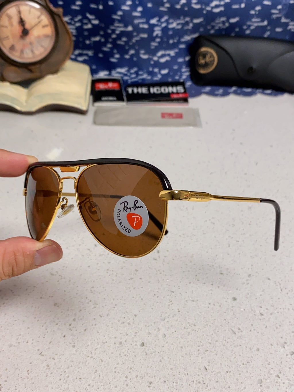 Ray-Ban RB3409 Polarized Aviator Brown Lens Sunglasses for Men - 399534 - detail image 6