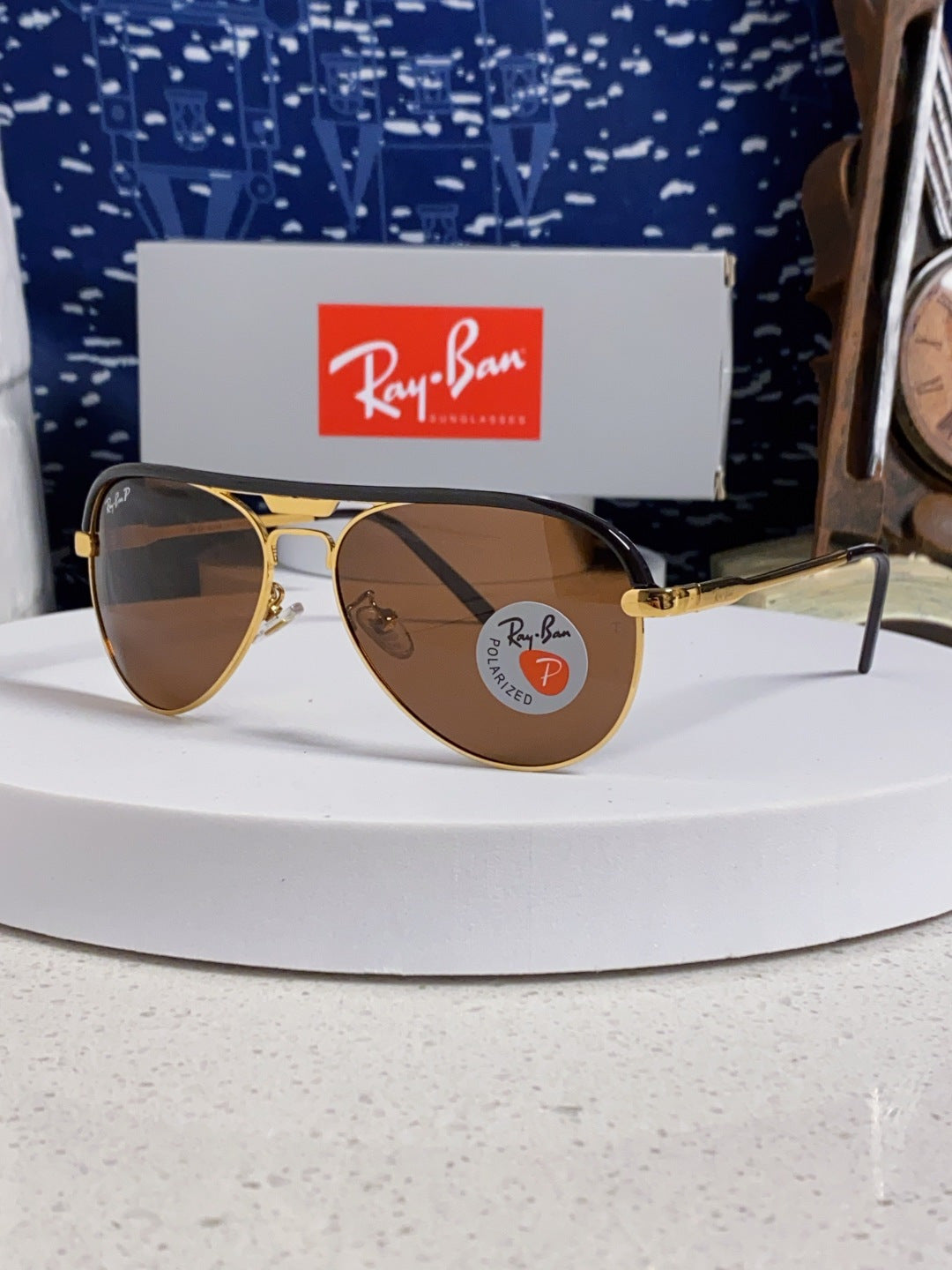 Ray-Ban RB3409 Polarized Aviator Brown Lens Sunglasses for Men