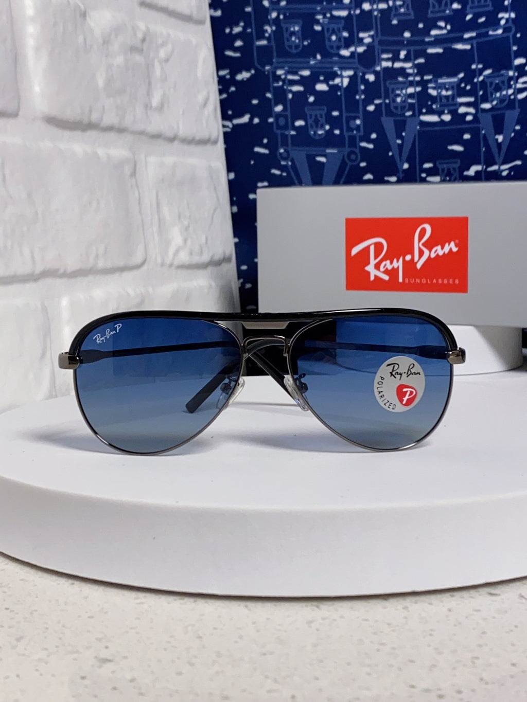Ray-Ban RB3409 Polarized Aviator Blue Lens Sunglasses for Men - 433116 - detail image 2