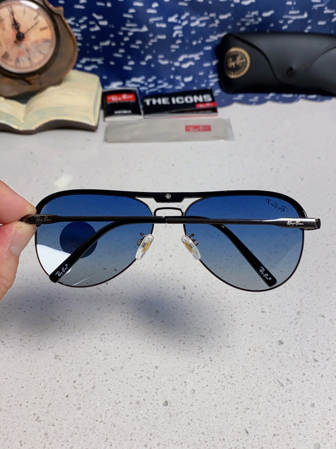 Ray-Ban RB3409 Polarized Aviator Blue Lens Sunglasses for Men - 399535 - detail image 5