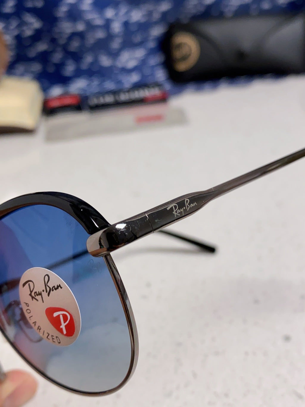 Ray-Ban RB3409 Polarized Aviator Blue Lens Sunglasses for Men - 399535 - detail image 7