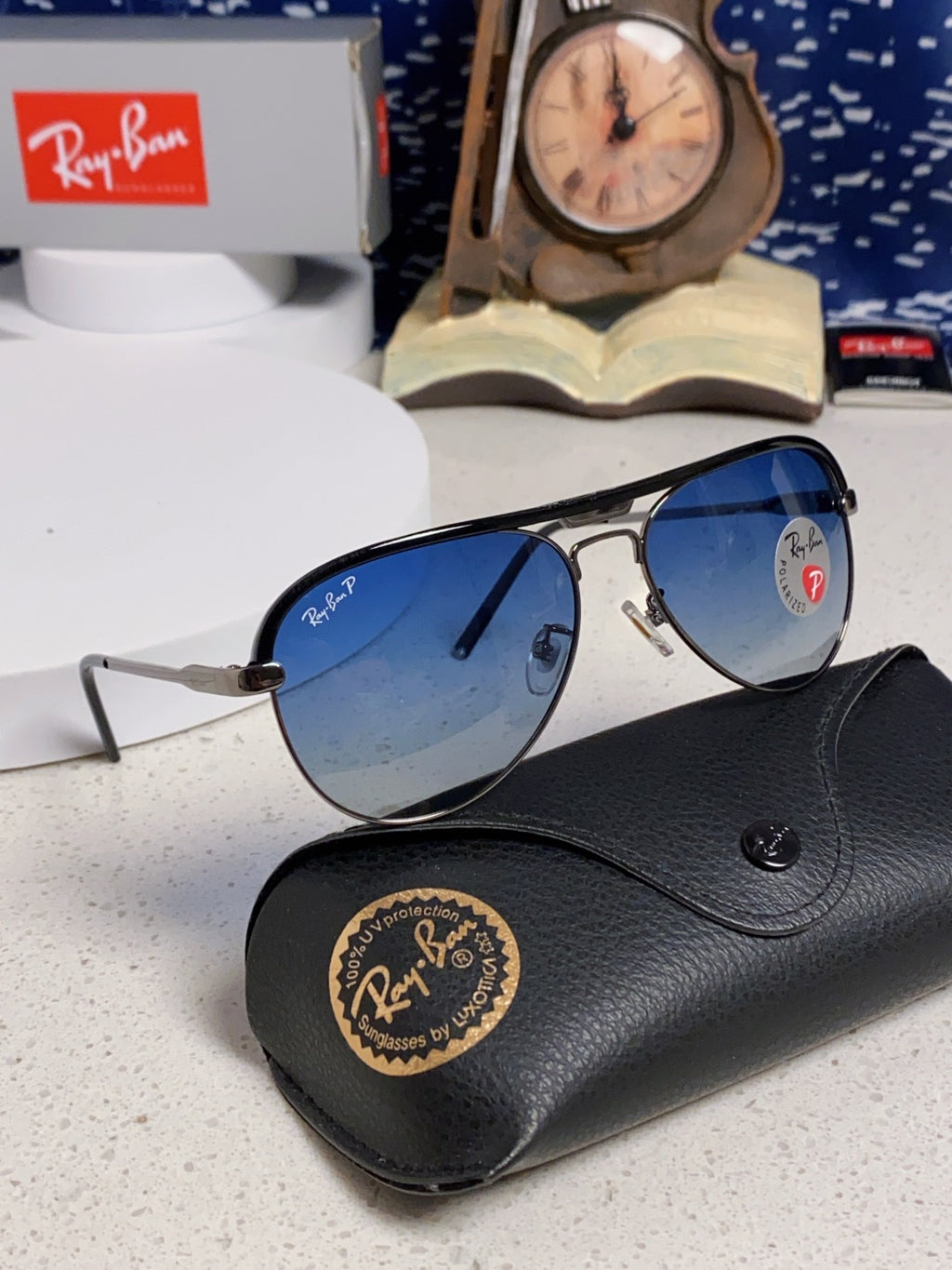 Ray-Ban RB3409 Polarized Aviator Blue Lens Sunglasses for Men - 399535 - detail image 11
