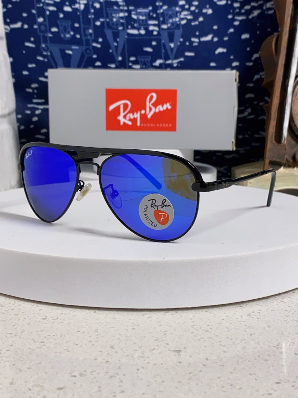 Ray-Ban RB3409 Polarized Aviator Blue Lens Sunglasses for Men - 399536