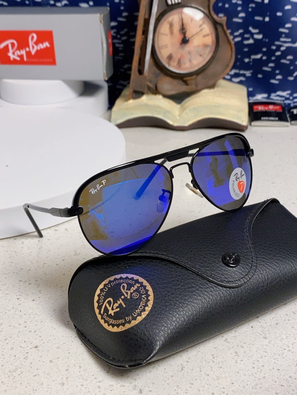 Ray-Ban RB3409 Polarized Aviator Blue Lens Sunglasses for Men - 399536 - detail image 11