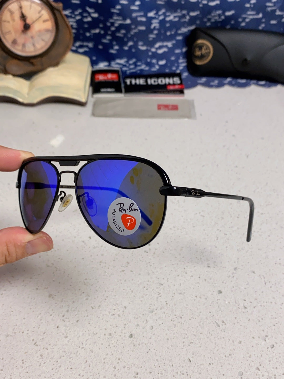 Ray-Ban RB3409 Polarized Aviator Blue Lens Sunglasses for Men - 399536 - detail image 6