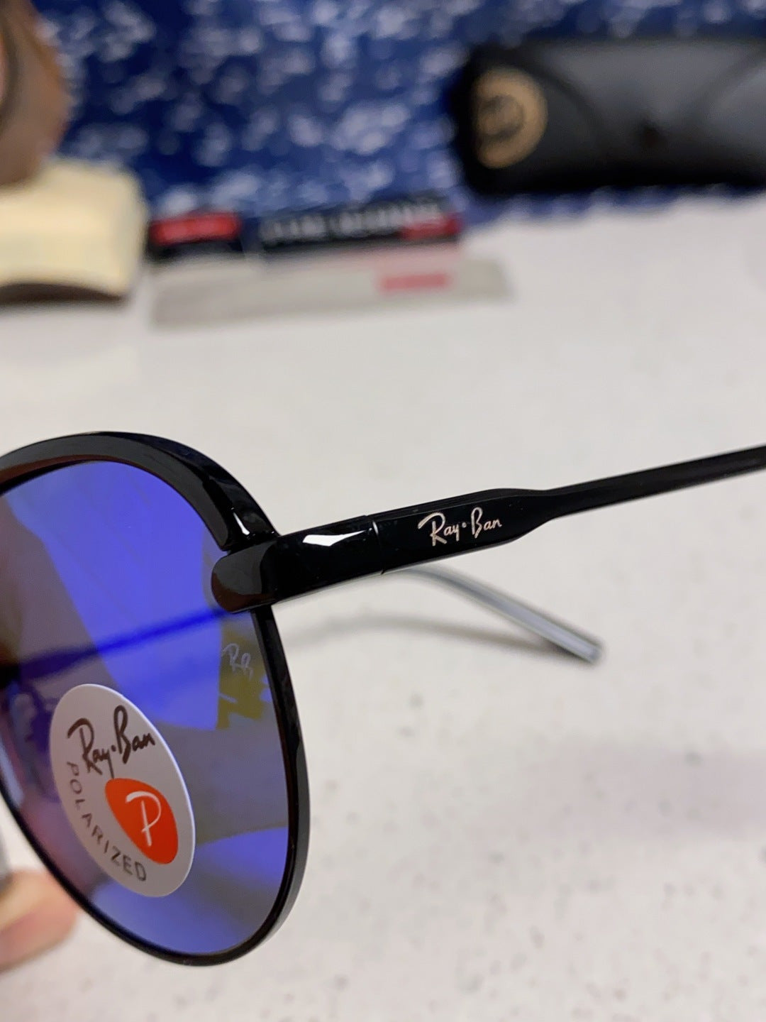 Ray-Ban RB3409 Polarized Aviator Blue Lens Sunglasses for Men - 399536 - detail image 7
