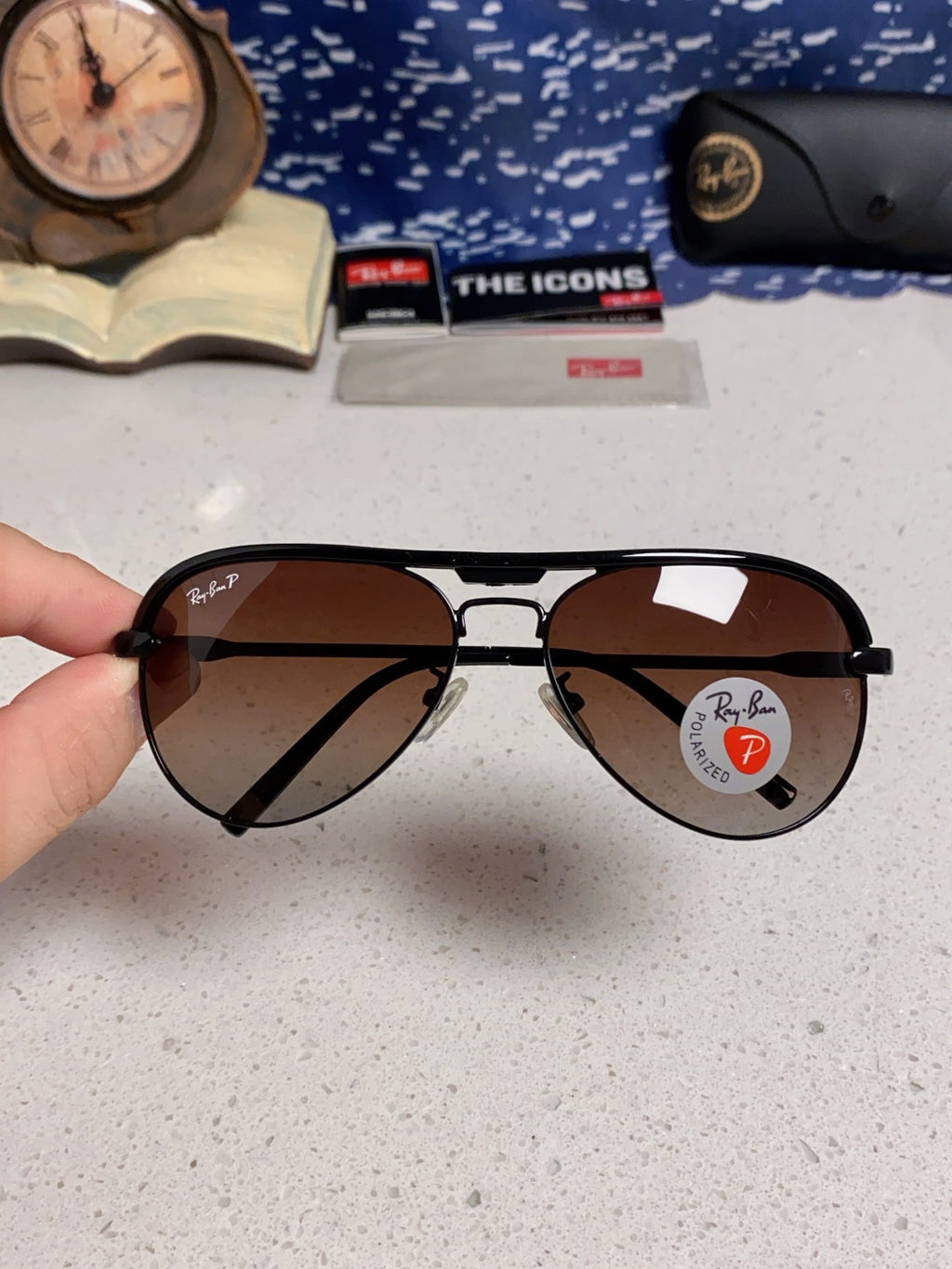 Ray-Ban RB3409 Polarized Aviator Silver Lens Sunglasses for Men - 433118 - detail image 4