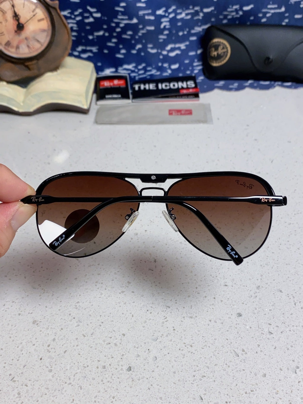 Ray-Ban RB3409 Polarized Aviator Silver Lens Sunglasses for Men - 433118 - detail image 5
