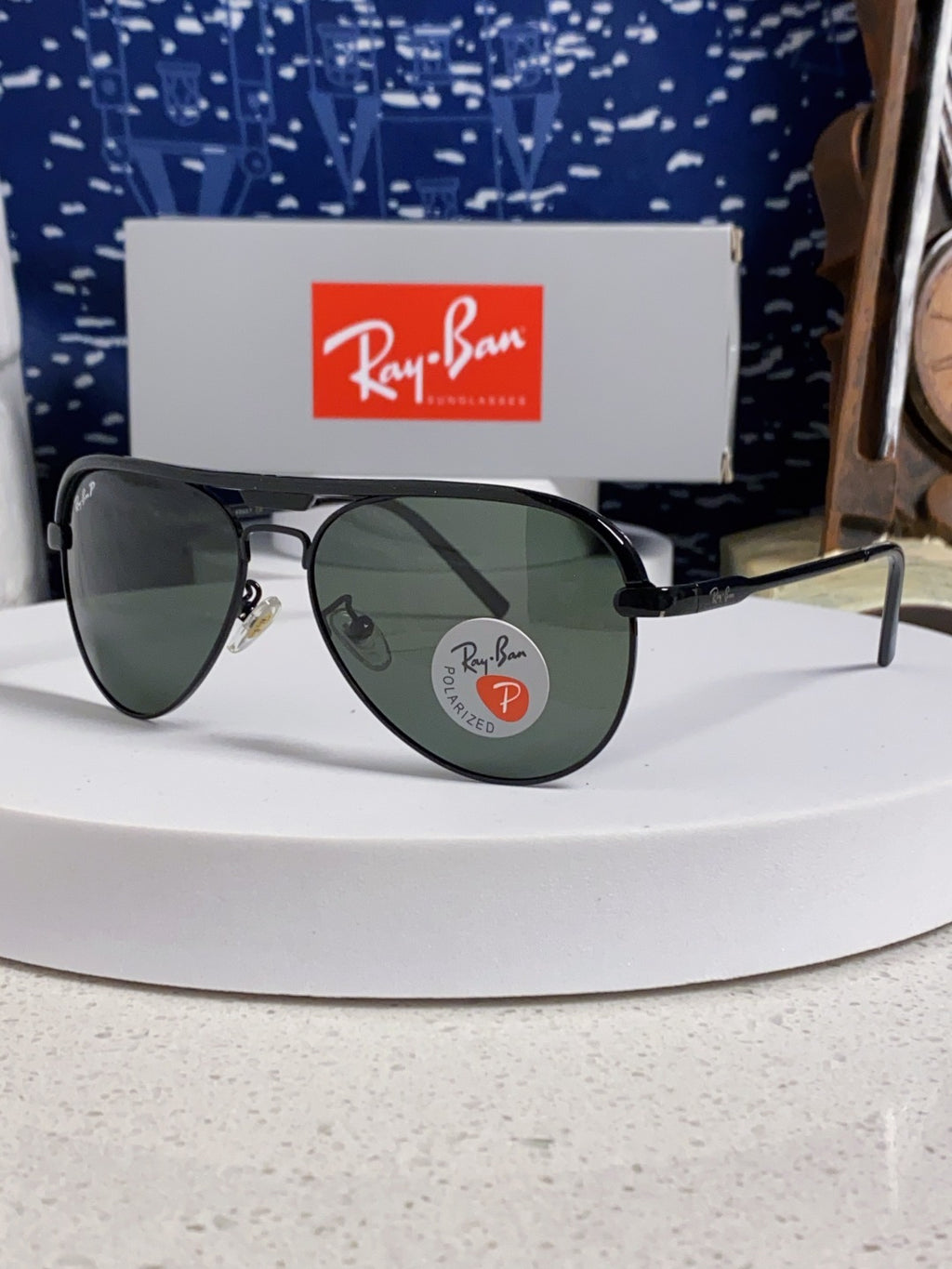 Ray-Ban RB3409 Polarized Aviator Silver Lens Sunglasses for Men - 433119