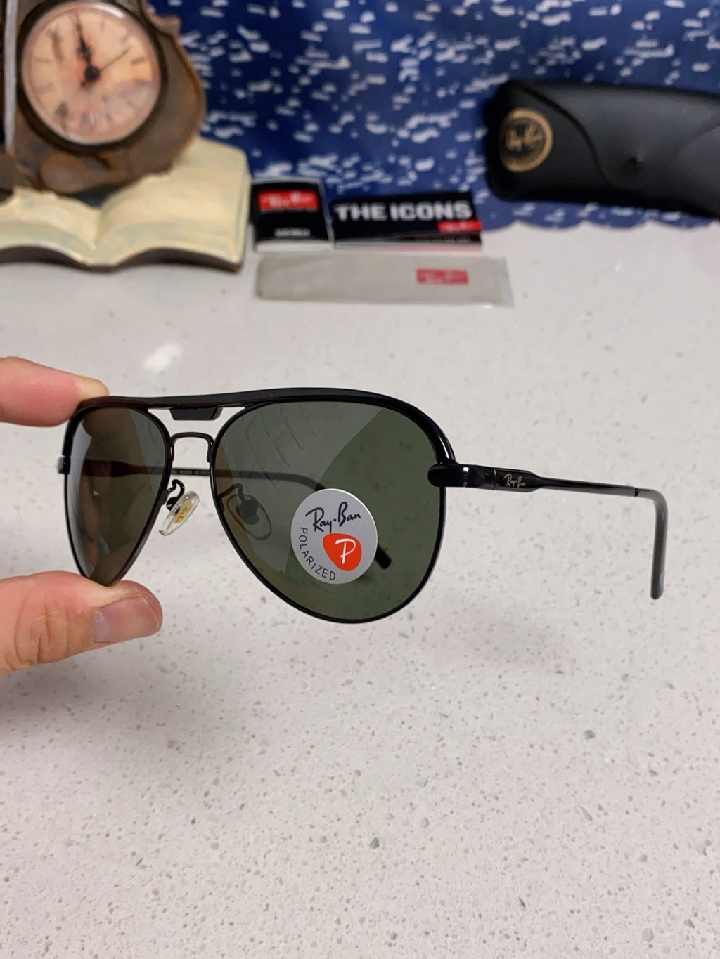 Ray-Ban RB3409 Polarized Aviator Silver Lens Sunglasses for Men - 399538 - detail image 6