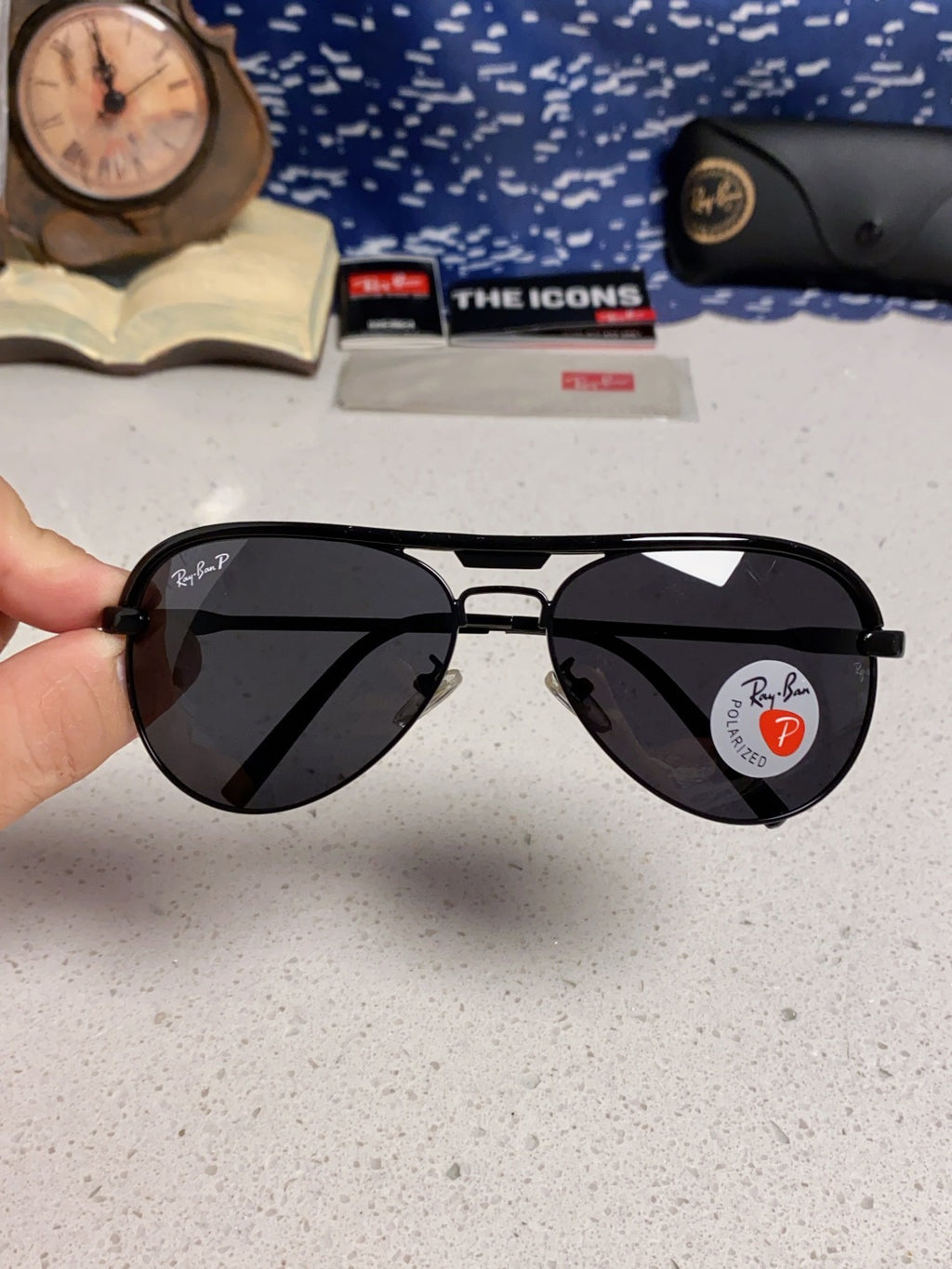 Ray-Ban RB3409 Polarized Aviator Silver Lens Sunglasses for Men - detail image 4