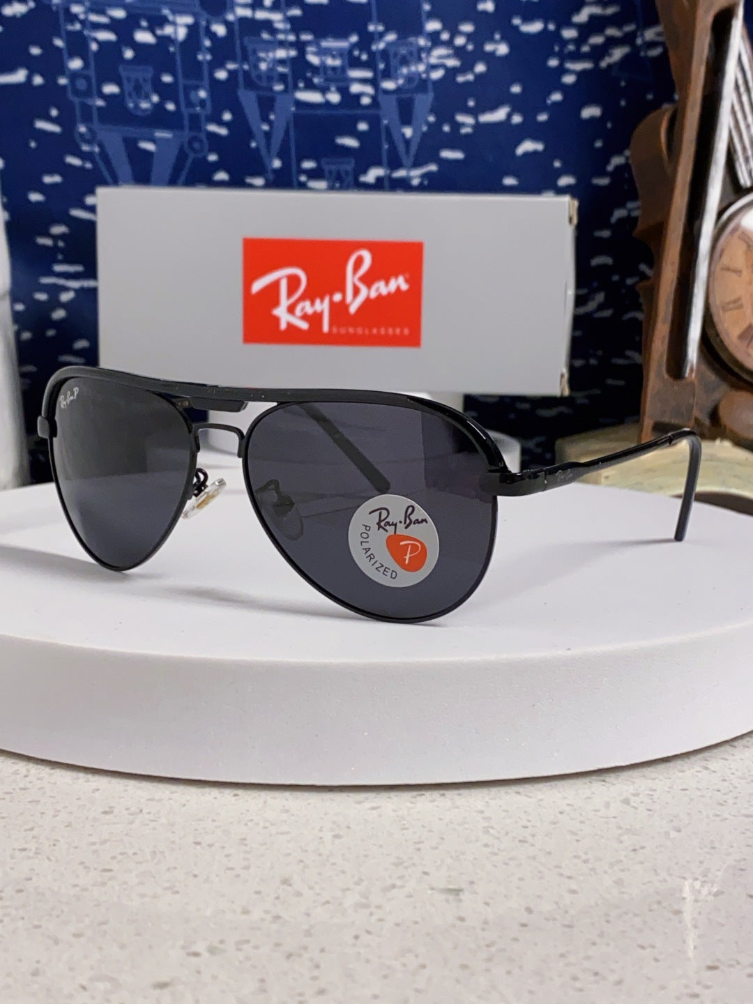 Ray-Ban RB3409 Polarized Aviator Silver Lens Sunglasses for Men