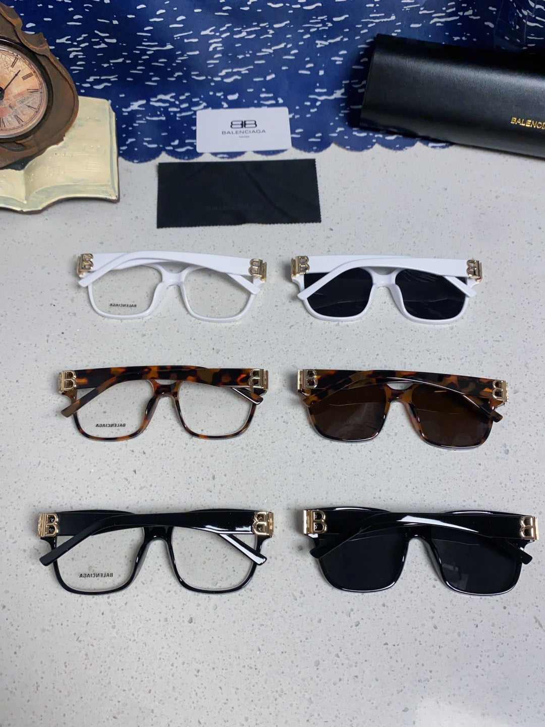 Balenciaga Folding Square Gold Lens Sunglasses for Men & Women - 416122 - detail image 12