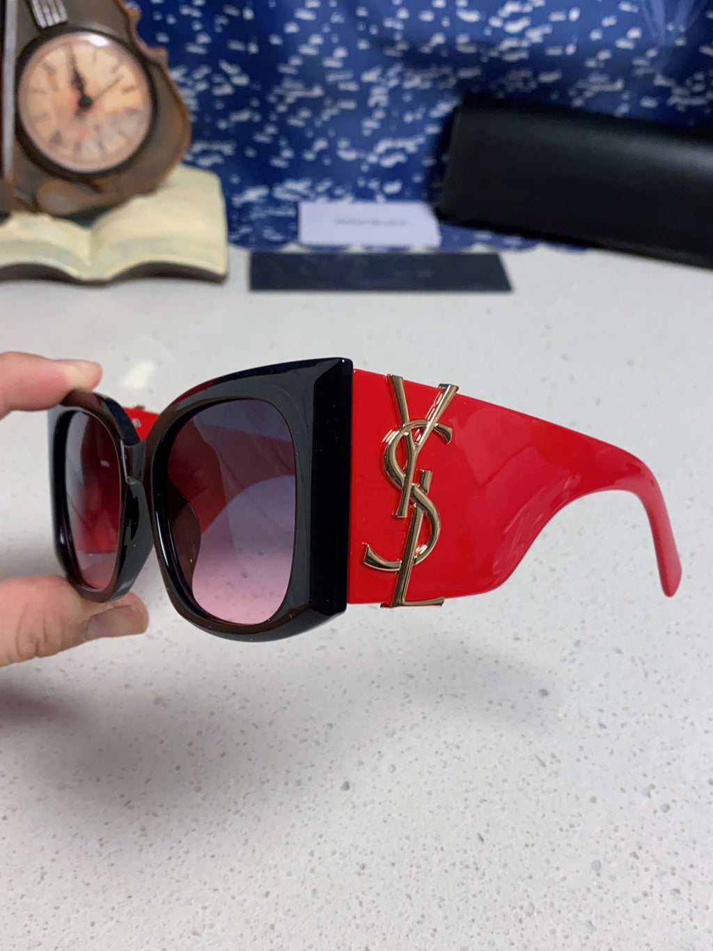 Saint Laurent Oversized Red Lens Sunglasses for Women - detail image 6