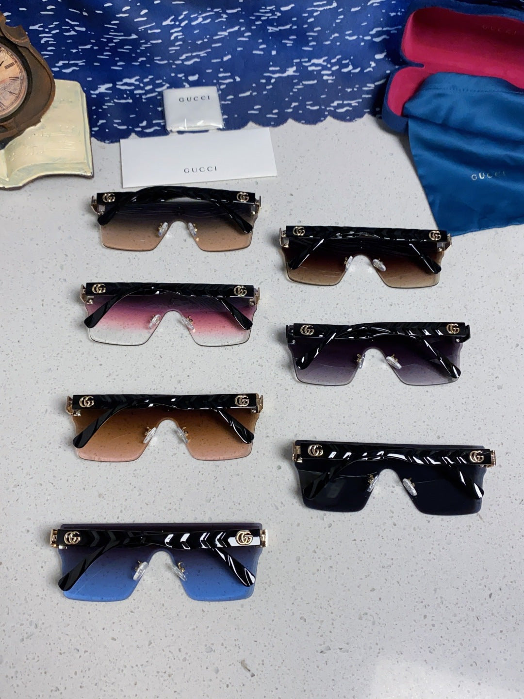Gucci Square Blue Lens Sunglasses for Women - detail image 11