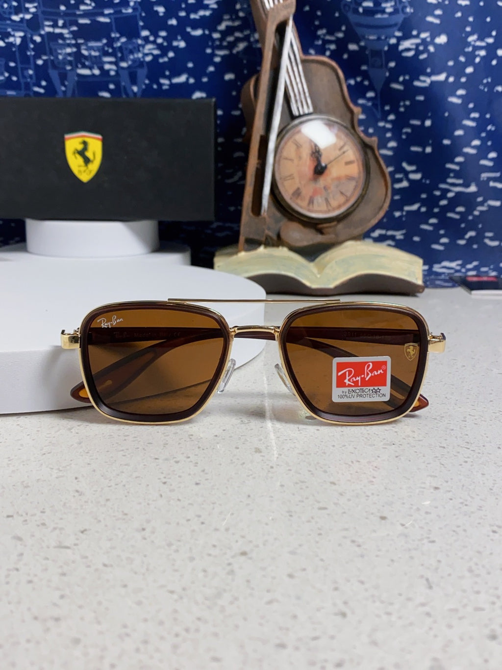 Ray-Ban BR3911 Metal Oversized Brown Lens Sunglasses for Men & Women - detail image 9