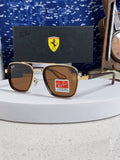 Ray-Ban BR3911 Metal Oversized Brown Lens Sunglasses for Men & Women