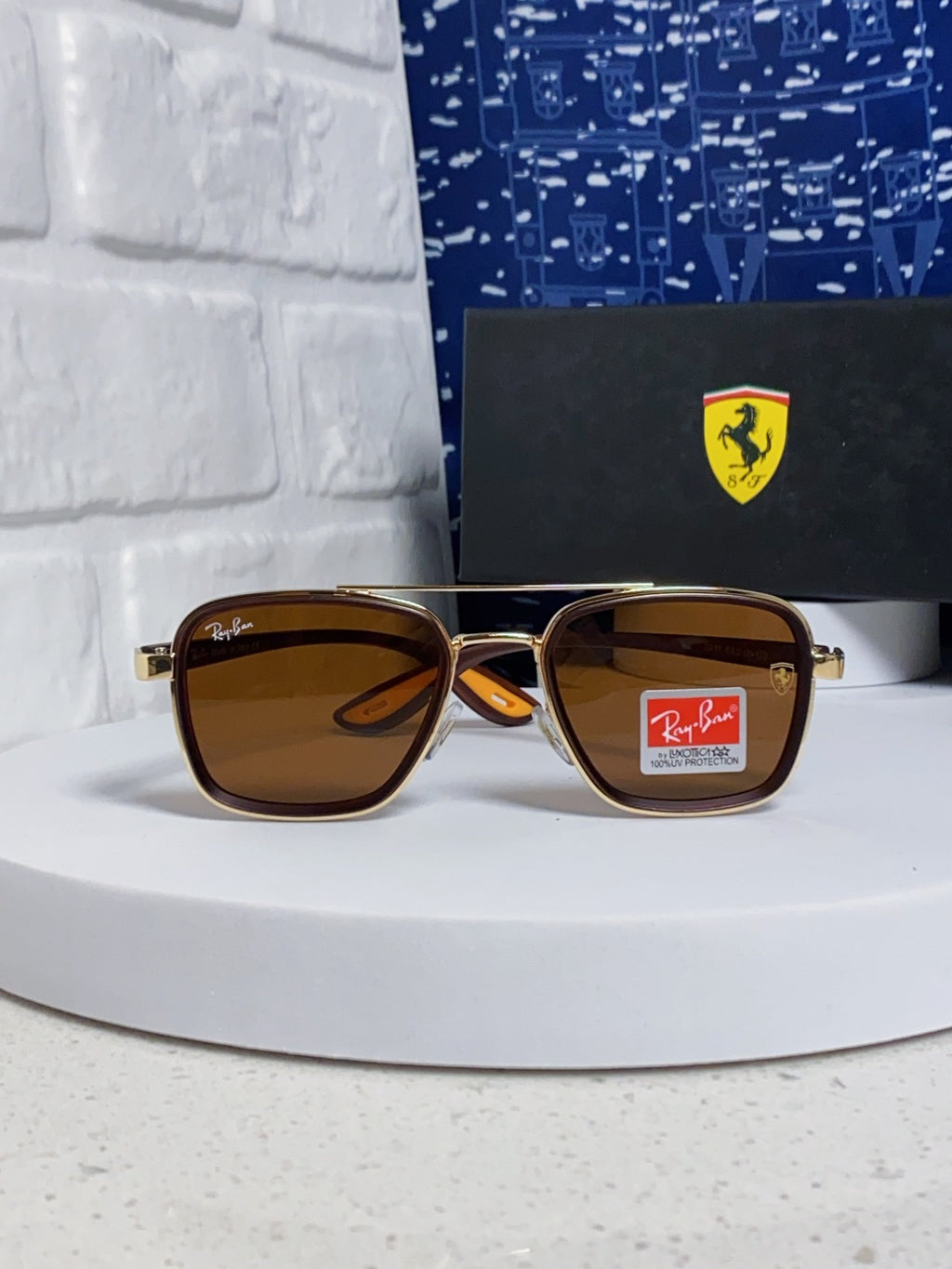 Ray-Ban BR3911 Metal Oversized Brown Lens Sunglasses for Men & Women - detail image 2