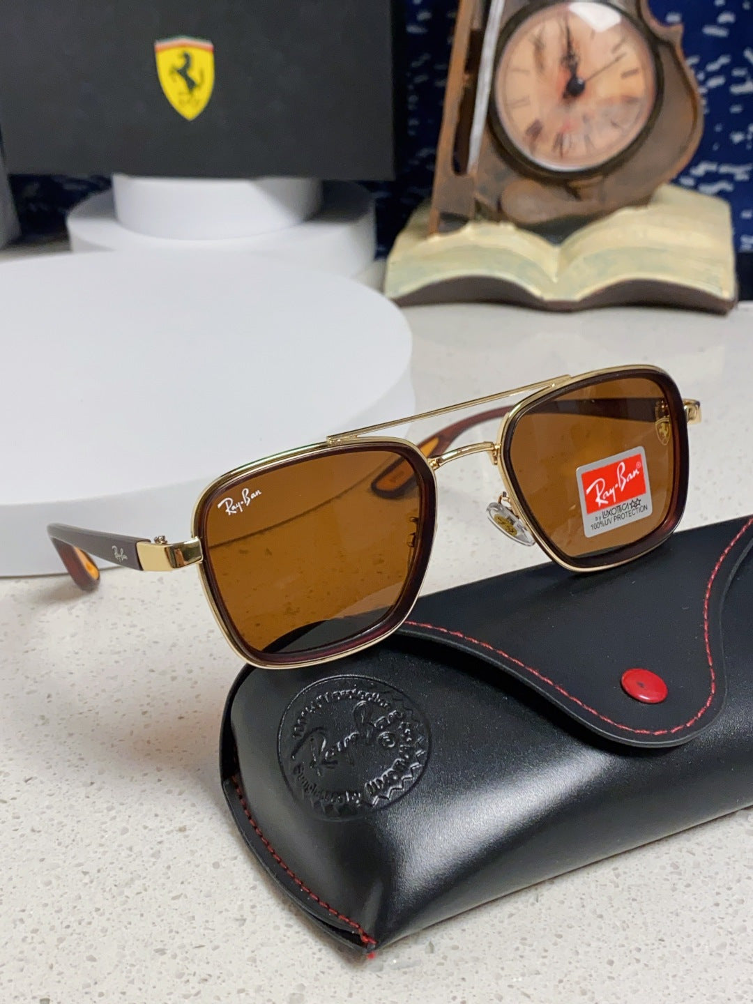 Ray-Ban BR3911 Metal Oversized Brown Lens Sunglasses for Men & Women - detail image 10