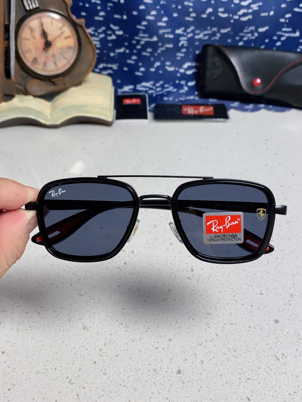 Ray-Ban BR3911 Metal Oversized Blue Lens Sunglasses for Men & Women - detail image 4