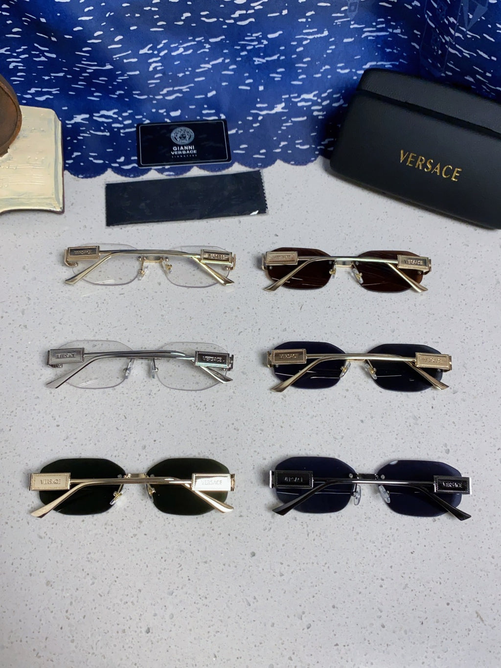 Versace VE2274 Lightweight Metal Rimless Silver Lens Sunglasses - detail image 11