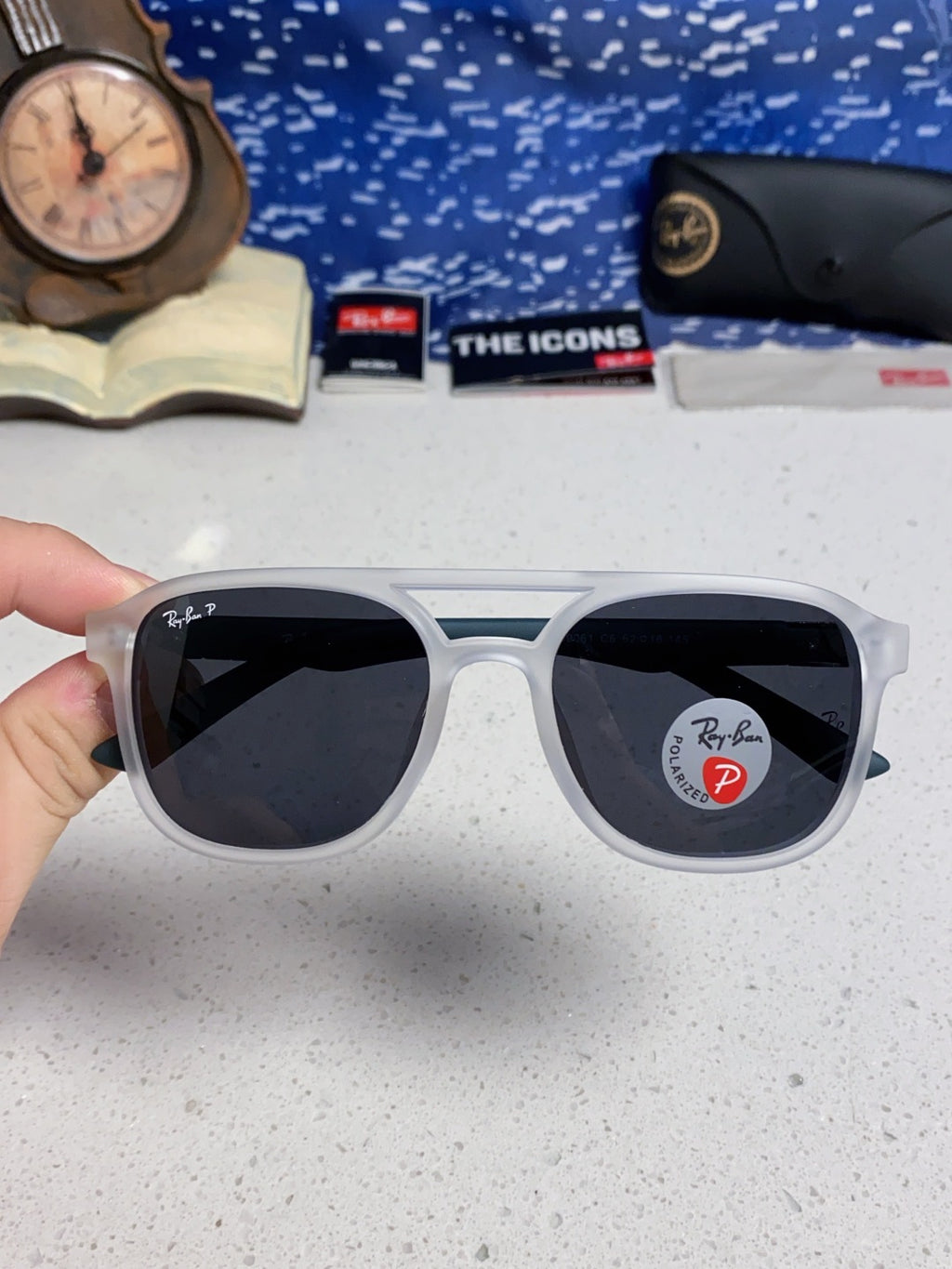 Ray-Ban RB69061 Aviator Silver Lens Sunglasses for Men & Women - detail image 4