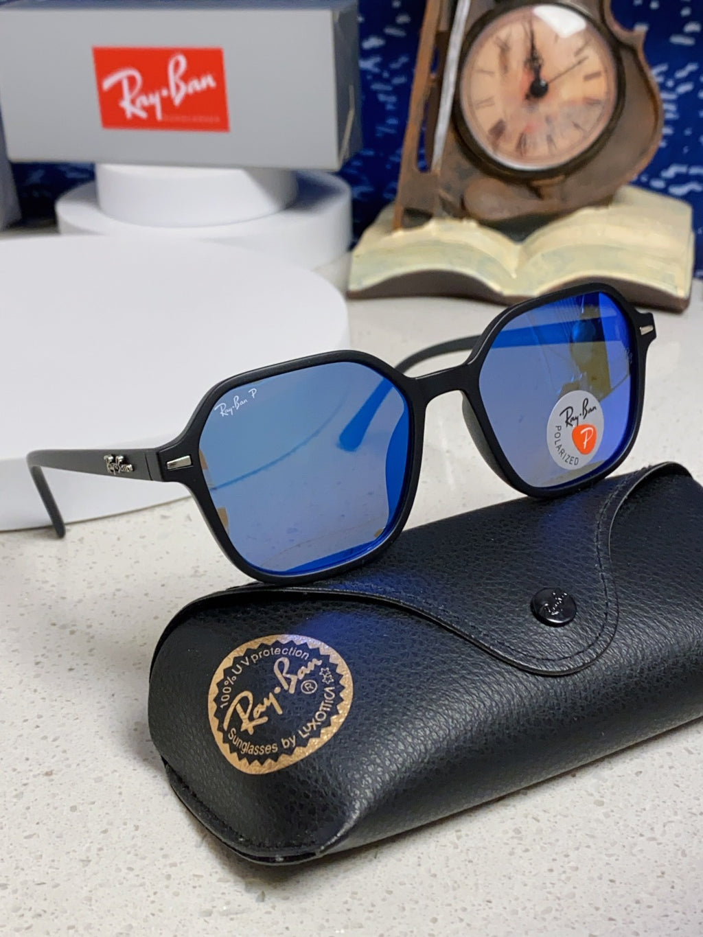 Ray-Ban RB2194 Polarized Round Blue Lens Sunglasses for Men & Women - 359035 - detail image 10