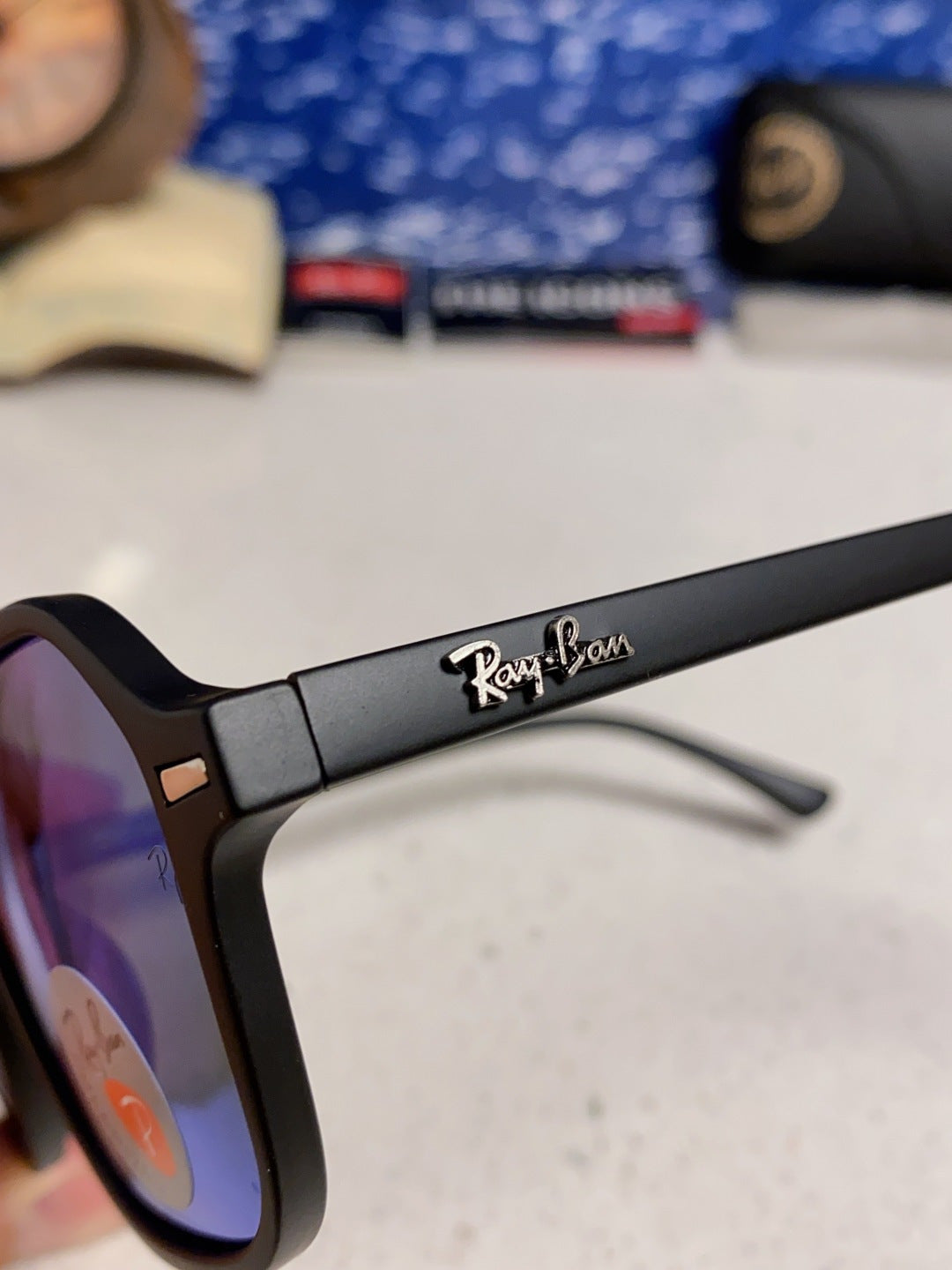 Ray-Ban RB2194 Polarized Round Blue Lens Sunglasses for Men & Women - detail image 7
