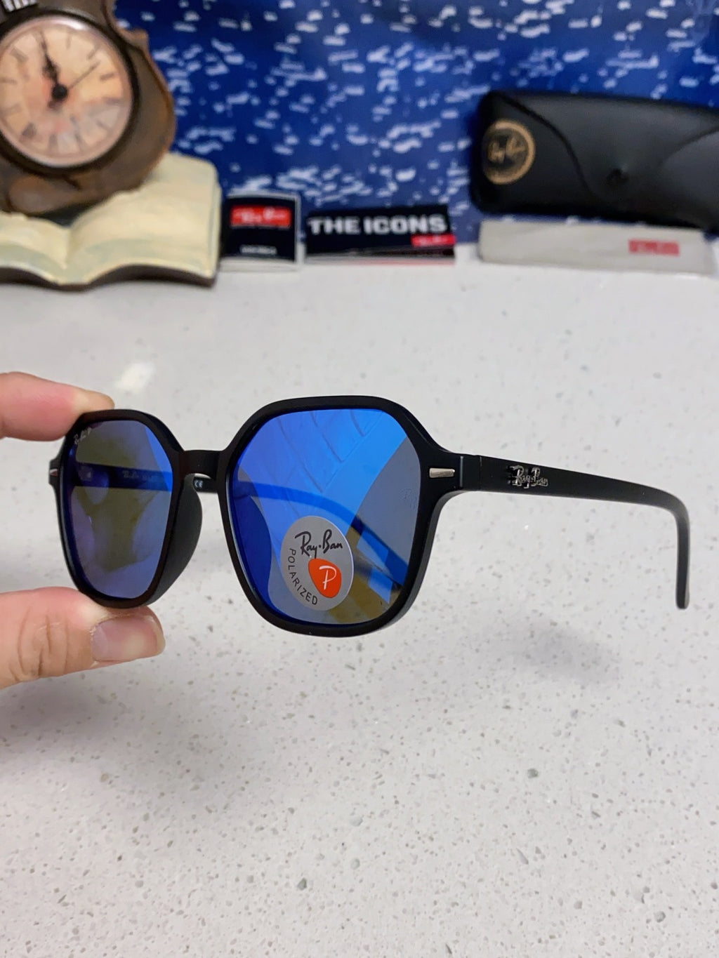 Ray-Ban RB2194 Polarized Round Blue Lens Sunglasses for Men & Women - detail image 6