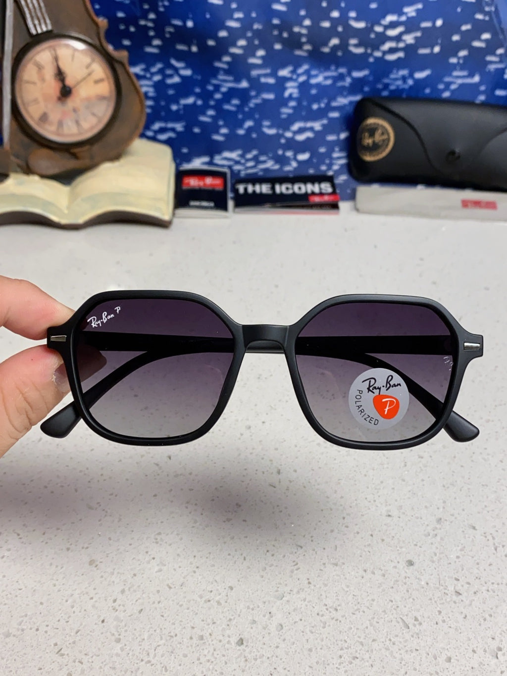 Ray-Ban RB2194 Polarized Round Silver Lens Sunglasses for Men & Women - detail image 4