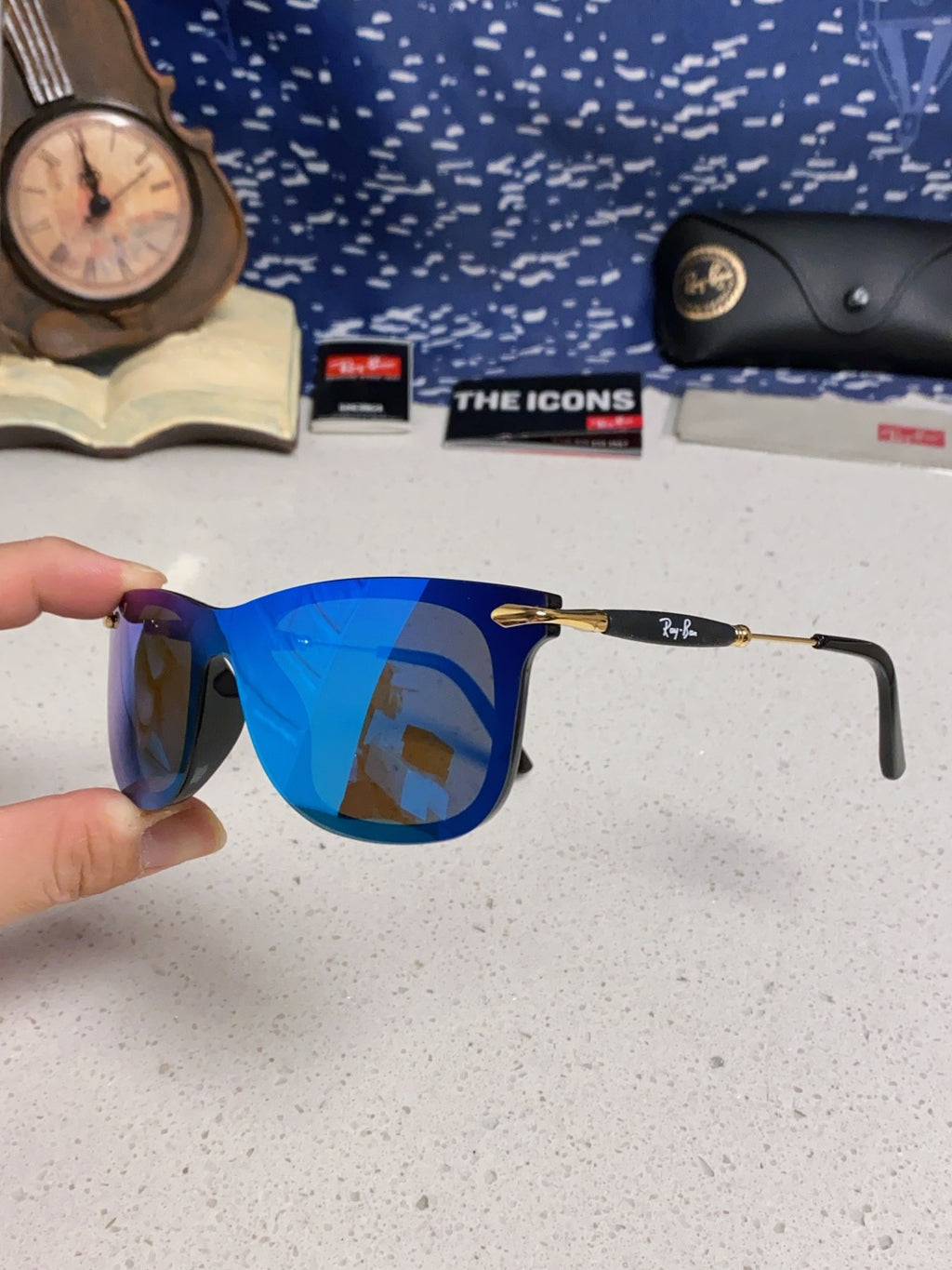 Ray-Ban RB2148 Polarized Square Blue Lens Sunglasses for Men & Women - 466492 - detail image 6