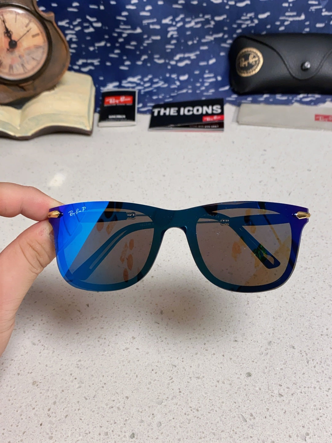 Ray-Ban RB2148 Polarized Square Blue Lens Sunglasses for Men & Women - 466492 - detail image 4