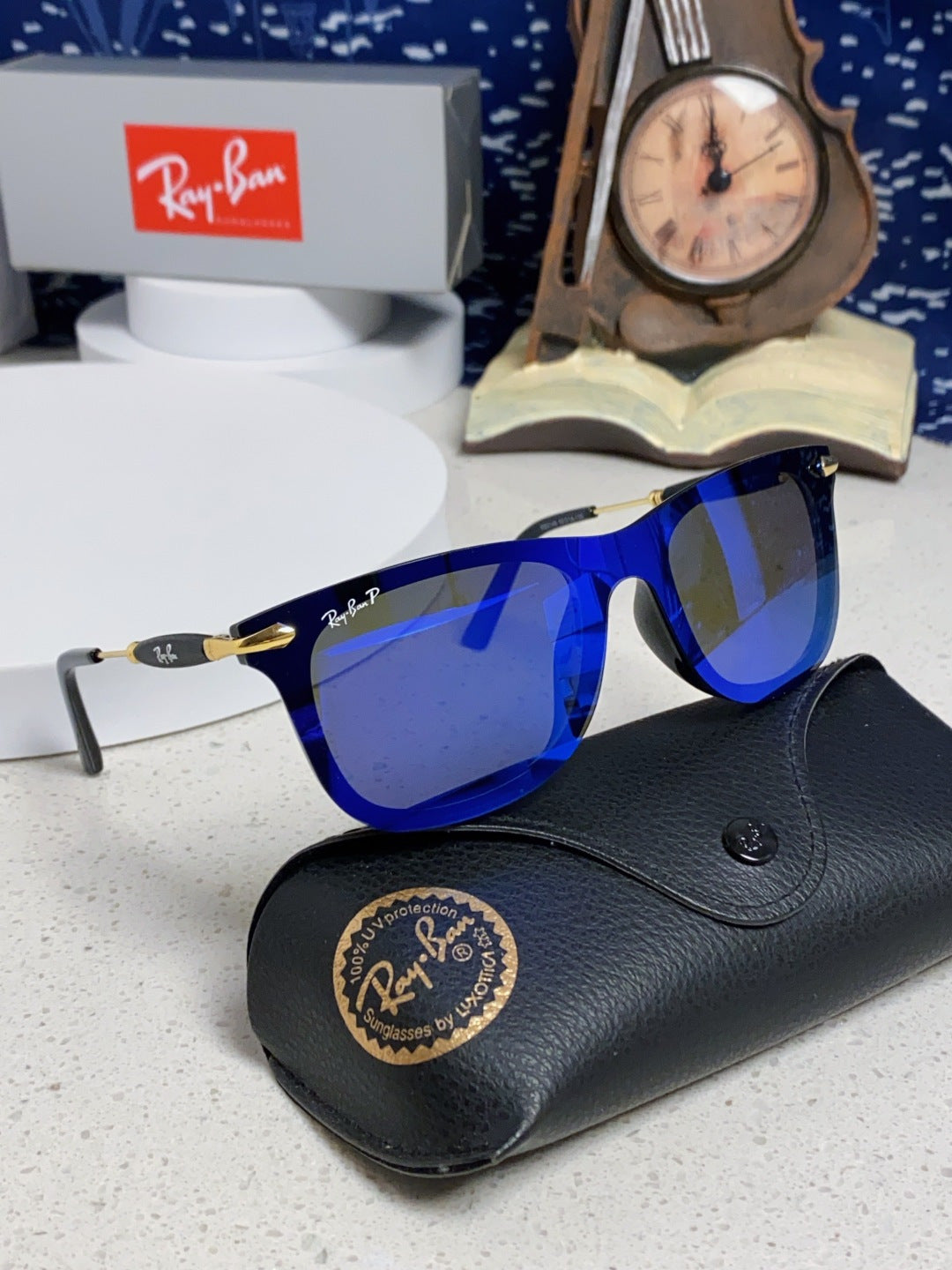 Ray-Ban RB2148 Polarized Square Blue Lens Sunglasses for Men & Women - detail image 10
